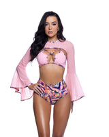 Mesh Bell Sleeve Rave Shrug Cover up