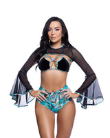 Mesh Bell Sleeve Rave Shrug Cover up