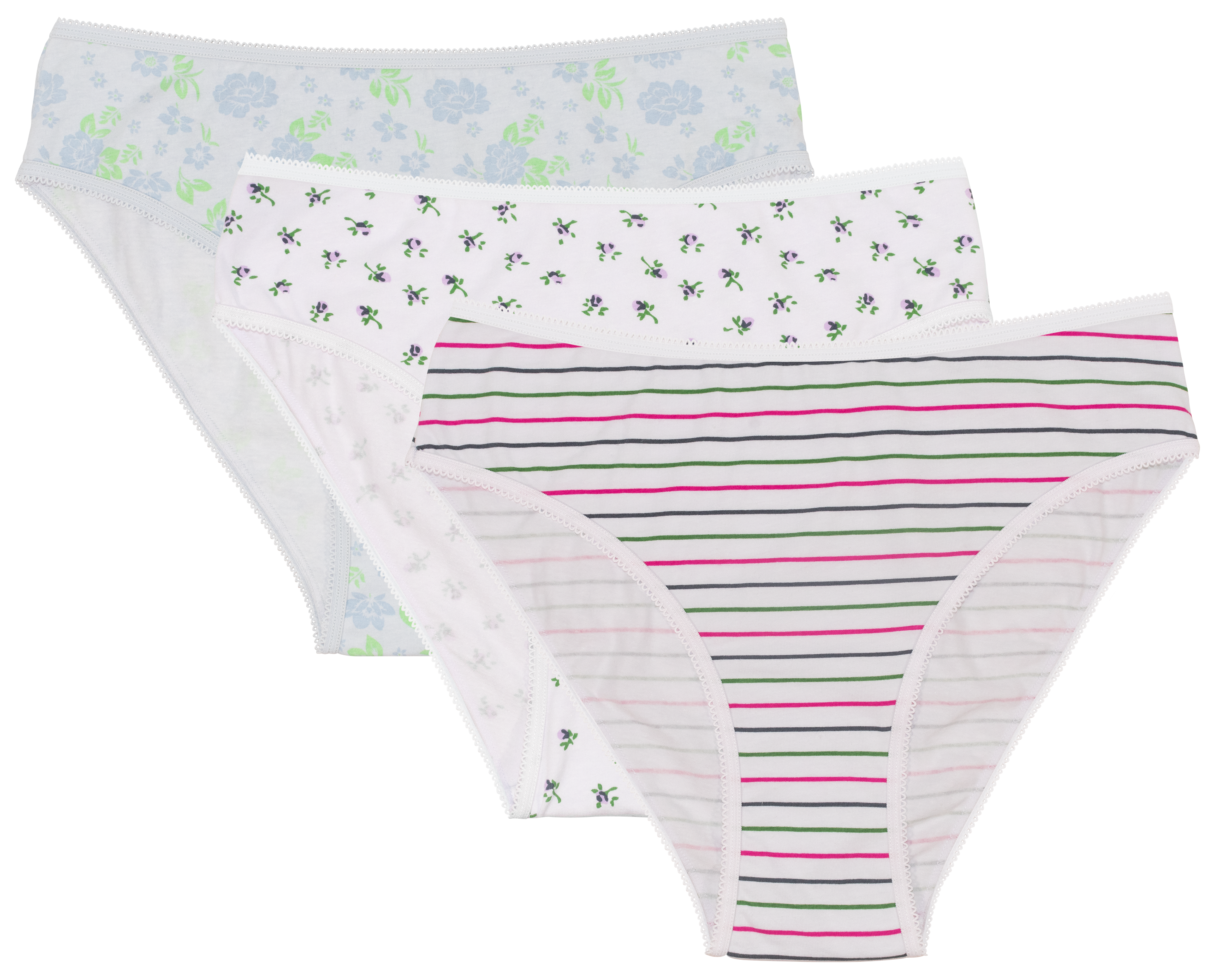 High Waist Cotton Bikini Assorted Print 3 Pack