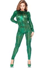 Laser Cut Metallic Catsuit Costume