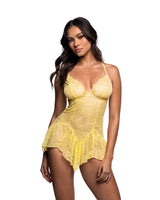 Sheer Lace Ruffle Babydoll Lingerie