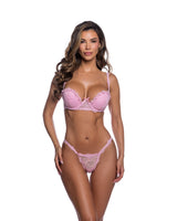 Versailles Boudoir Pink Chantilly Lace Underwire Bra & Thong Set