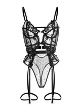 Solid Elegant Embroidered Lace Bodysuit