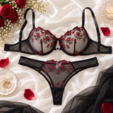 Noirelle Black Rouge Floral Bra & Panty Set