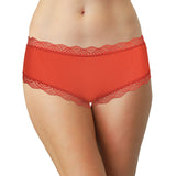 Red Rib Microfiber Hipster with Lace Trim