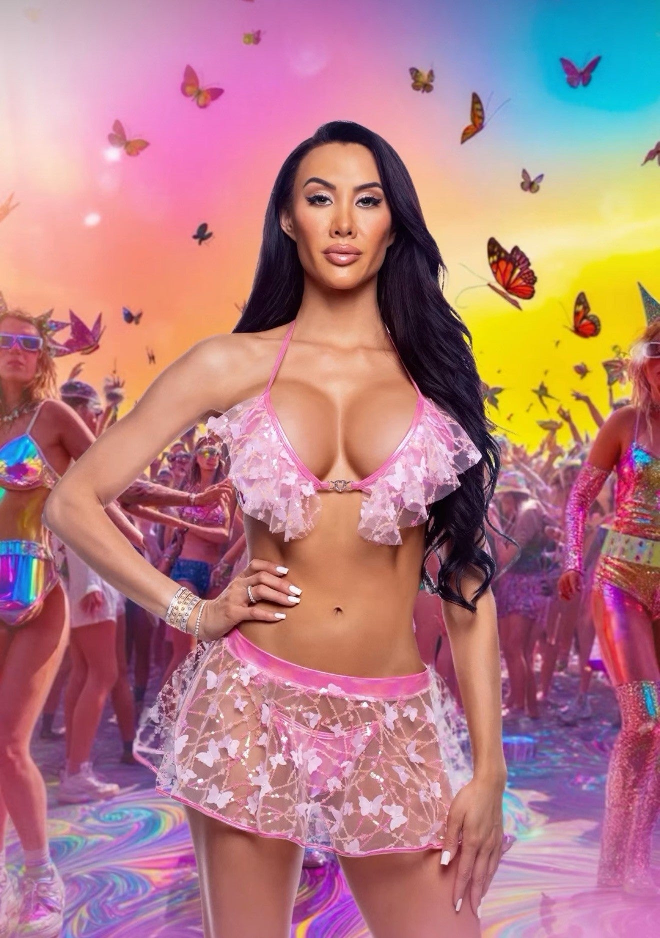 Butterfly & Sequin Mini Skirt