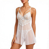 Elarisse White Floral Lace Babydoll & Panty Set