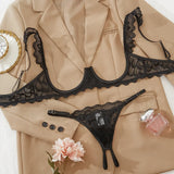 Valentina Open Cup Bra & Crotchless Panty Set