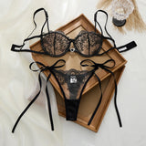 Noelle Black Embroidered Bra & Panty Set
