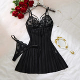Azaria Black Floral Lace Babydoll & Panty Set