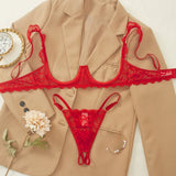 Valentina Open Cup Bra & Crotchless Panty Set
