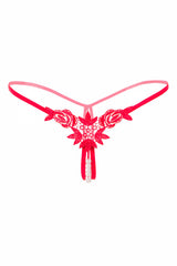 Embroidered Crotchless Pearl Thong