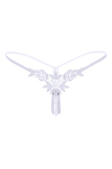 Embroidered Crotchless Pearl Thong