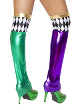 pair-of-purple-and-green-metallic-leggings