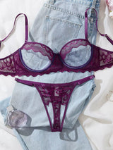 Alessandra Open Cup Bra & Crotchless Panty Set