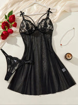 Veloura Black Lace Babydoll & Panty Set