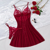 Camille Crimson Lace Babydoll & Panty Set