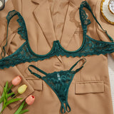 Valentina Open Cup Bra & Crotchless Panty Set