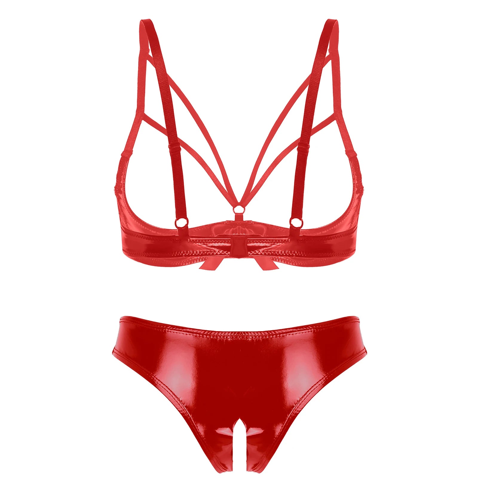 Farica Cupless Bra Crotchless Panty Set