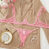 Valentina Open Cup Bra & Crotchless Panty Set