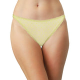 Flocked Polka Dot Mesh Thong with Lace Details