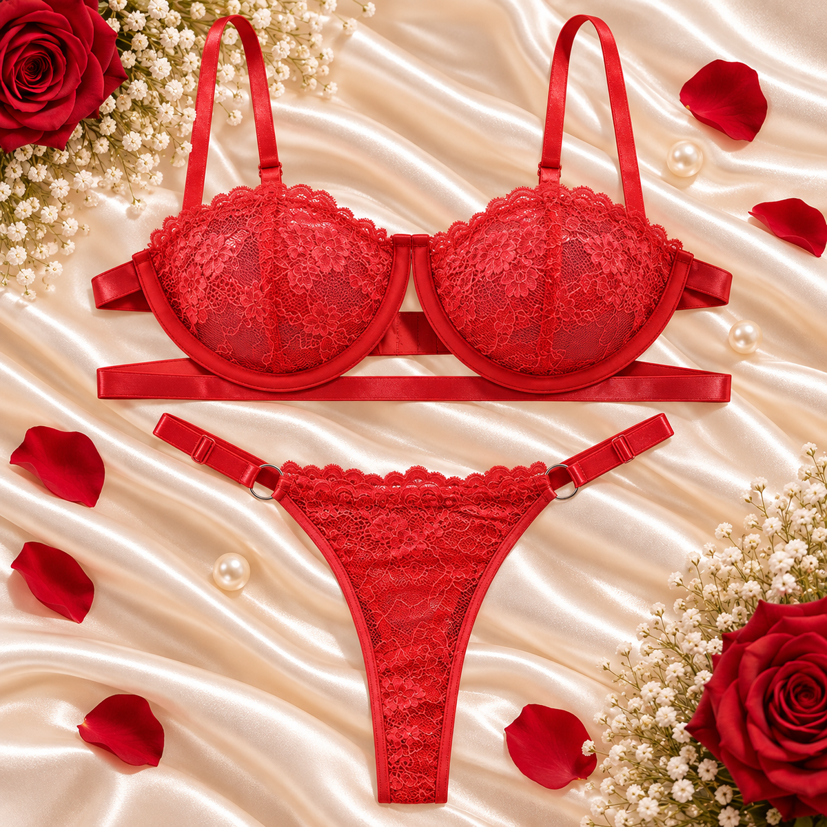 Vivienne Lace Bra & Thong Lingerie Set