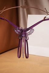 Strappy Butterfly Pearl Crotch Thong