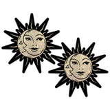 Sunburst: Sun & Moon Faces on Gold Glitter Sun Nipple Pasties by Pastease® o/s