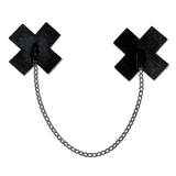 Chains: Liquid Black Plus X Cross with Chunky Silver Chain Nipple Pasties by Pastease®