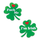 Four Leaf Clover: 'Fuck Me, I'm Irish' Lucky Green Shamrock Nipple Pasties by Pastease® o/s