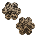 Daisy: Light Nude with Black Lace Flower Nipple Pasties by Pastease® o/s
