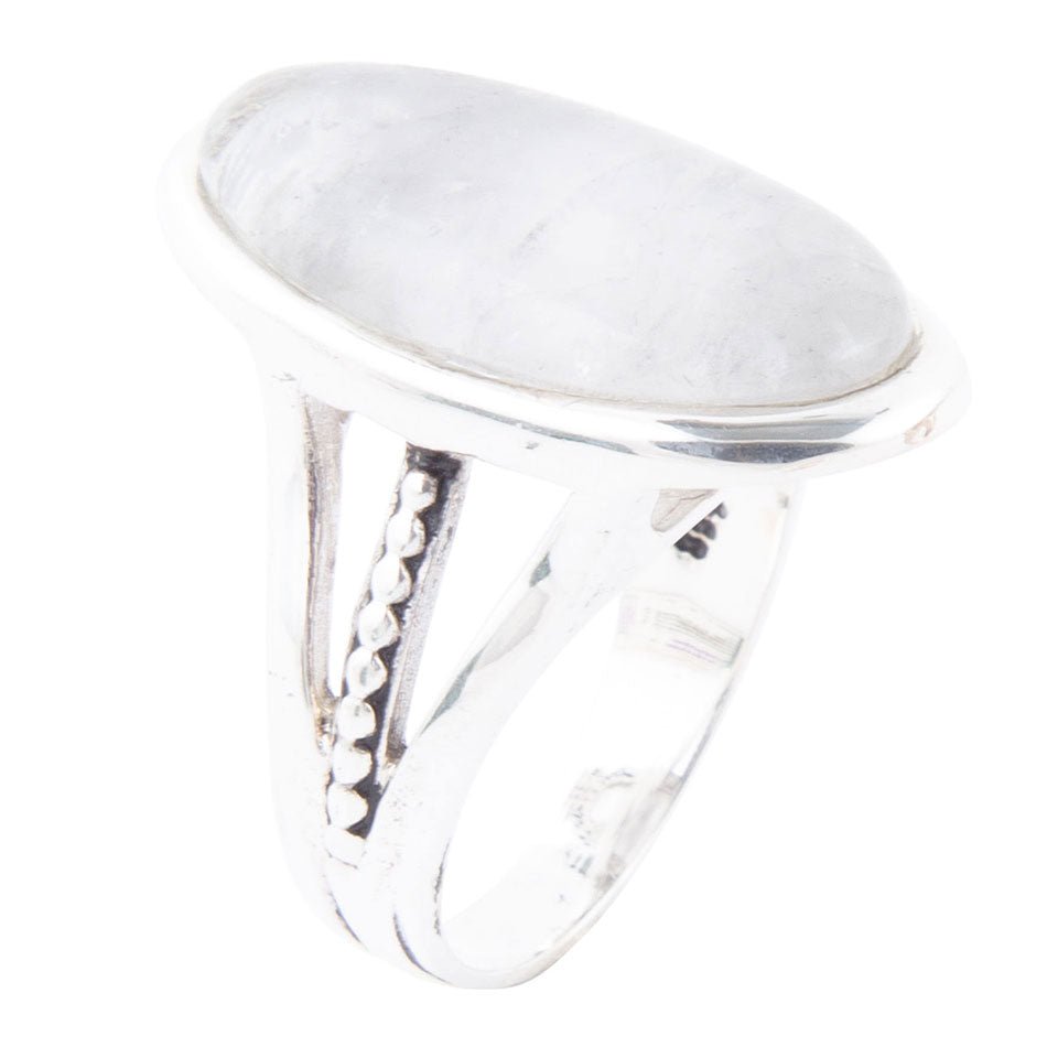 Grey Quartz and Sterling Silver Oval Ring