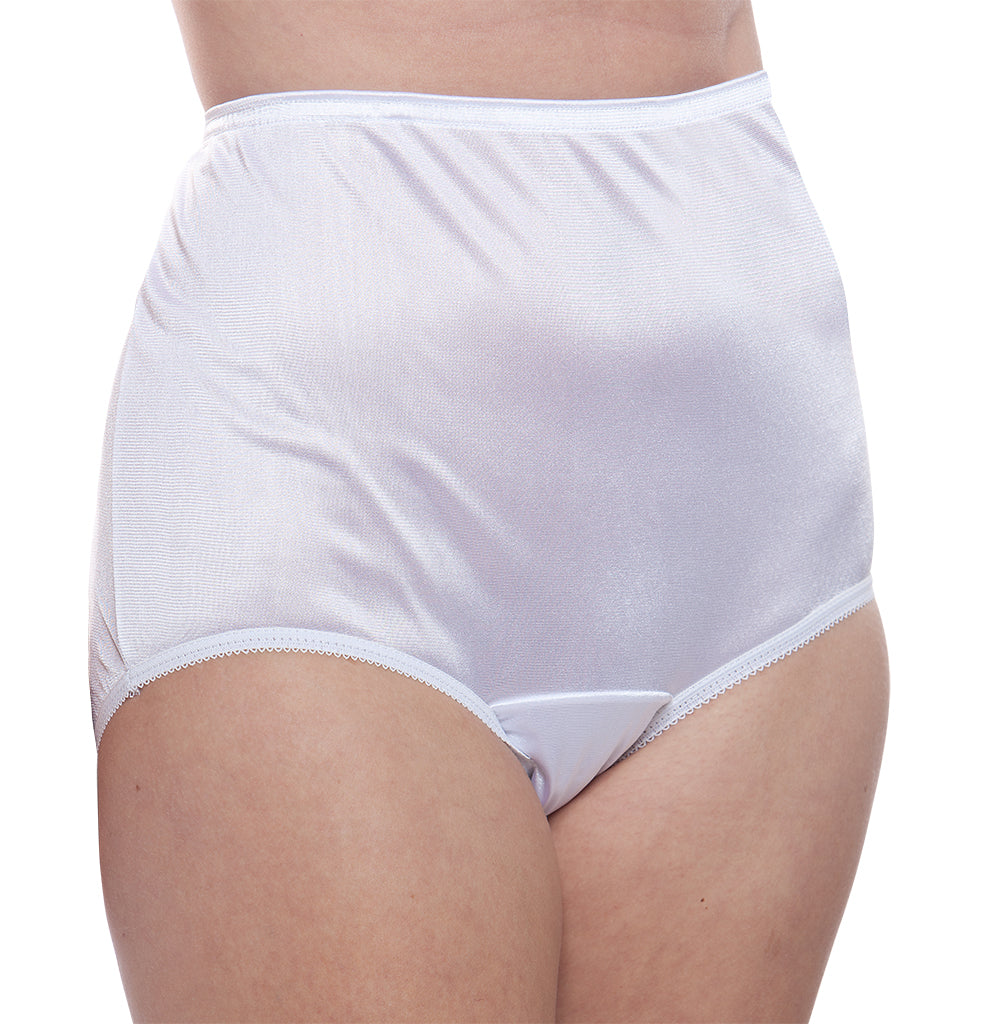 Nylon Brief Panty (Style 331/Plain Jane) 4 Pack in White