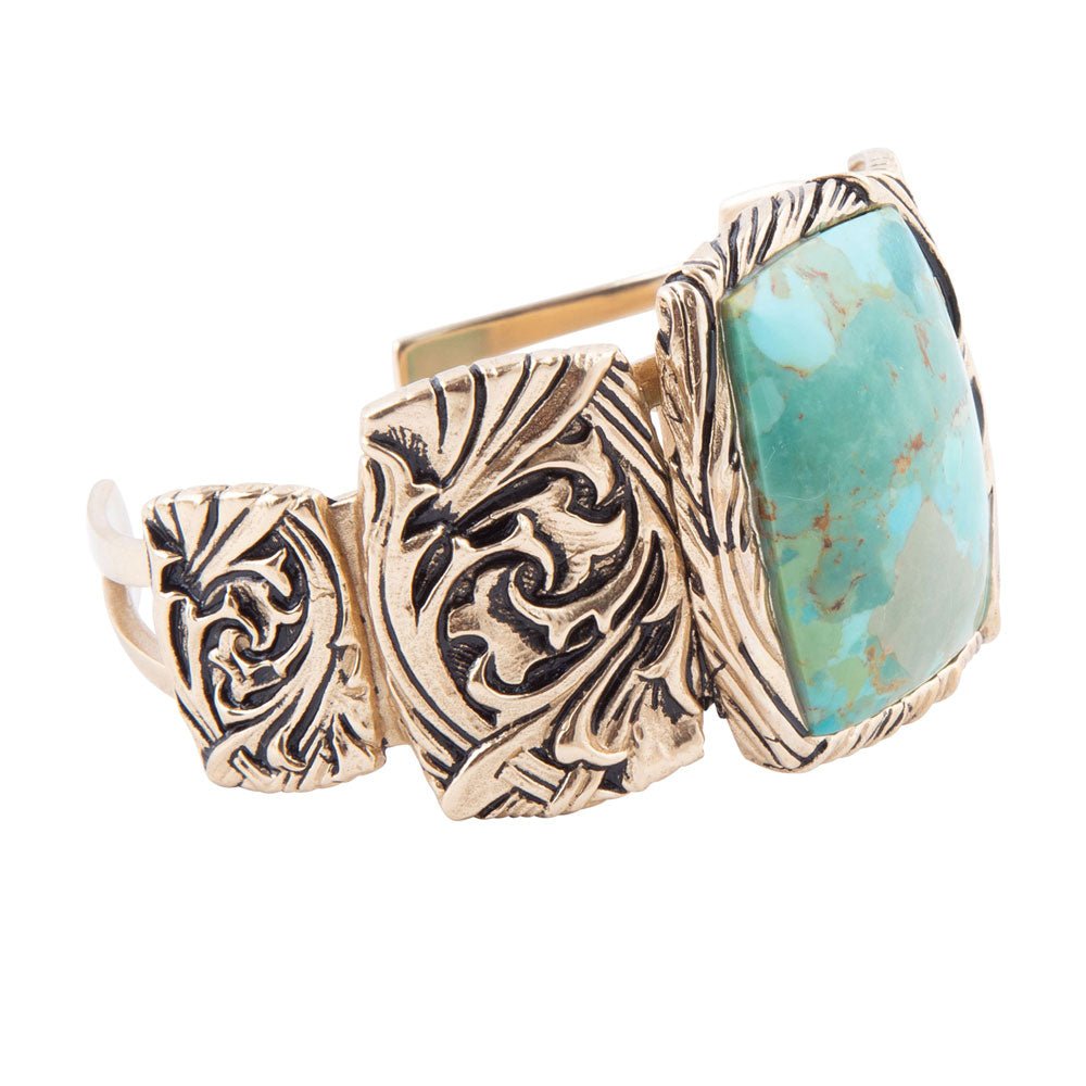 Jacquard Blue Turquoise Solid Golden Cuff Bracelet