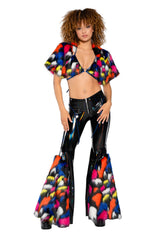 holo-pvc-faux-fur-bell-bottom-pant