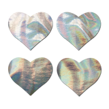 Petites: Two-Pair Small Holographic Silver Hearts Nipple Pasties by Pastease®
