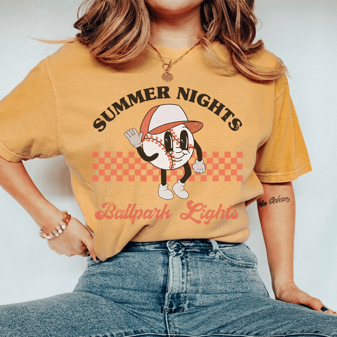 Summer Nights Ballpark Lights Tee